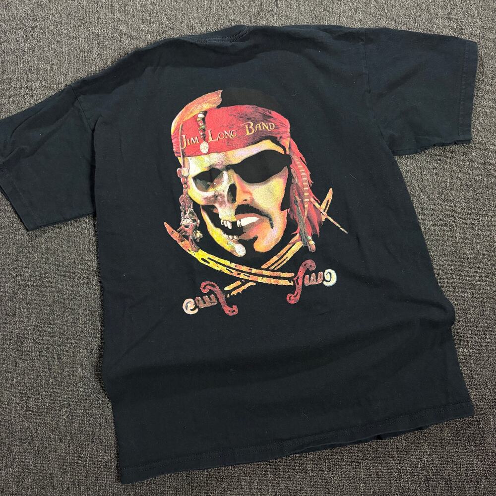 Vintage Y2K Coors Light Jim Long Band Black Pirate Skull Graphic Tee M